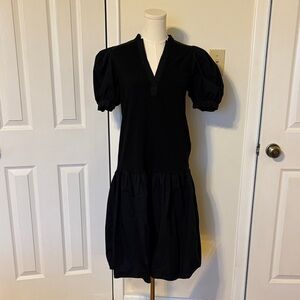Who What Wear Black Puff Sleeve Midi Dress
